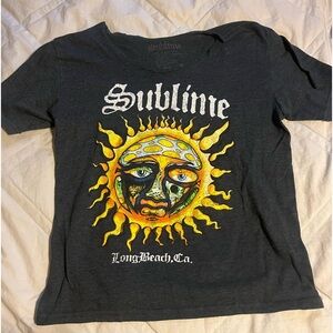 Off the shoulder grey/black t-shirt size: small brand :sublime